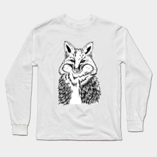 Fox Face illustration - B&W Long Sleeve T-Shirt